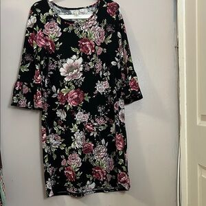 Tacera Pink Floral Long Sleeve Dress